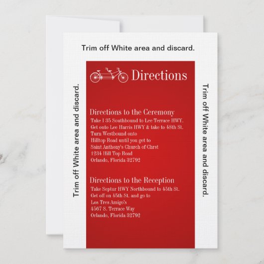 3.5x6 Routebeschrijving Kaart Rode Dubbele Fiets (Voorkant)