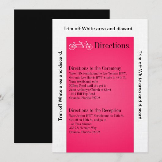 3.5x6 Routebeschrijving Kaart Roze Dubbele Bike (Voorkant / Achterkant)