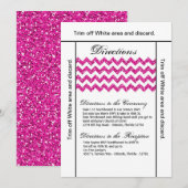 3.5x6 Routebeschrijving Kaart Roze Glitter Chevron (Voorkant / Achterkant)