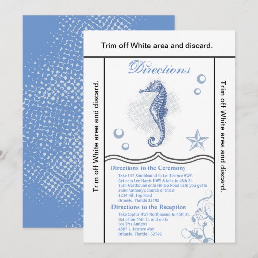 3.5x6 Routebeschrijving Kaart Seahorse Zee Ocean B (Voorkant / Achterkant)