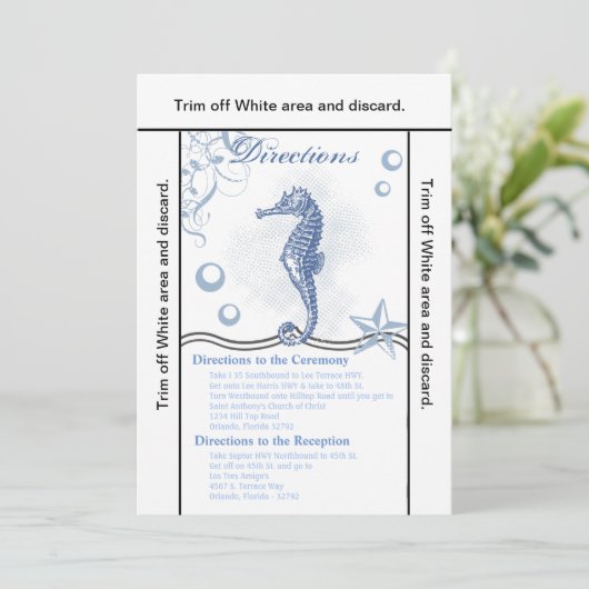 3.5x6 Routebeschrijving Kaart Seahorse Zee Ocean B (Staand voorkant)