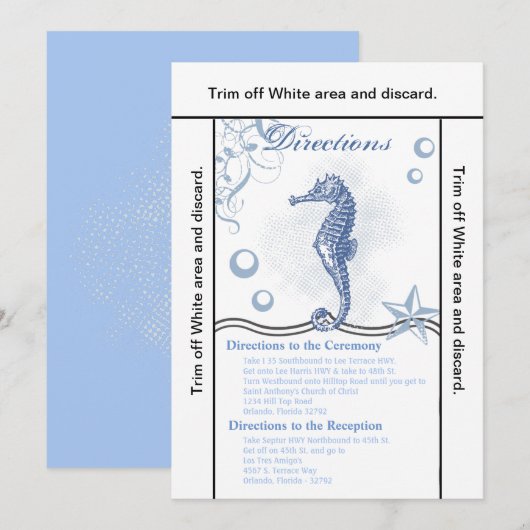 3.5x6 Routebeschrijving Kaart Seahorse Zee Ocean B (Voorkant / Achterkant)