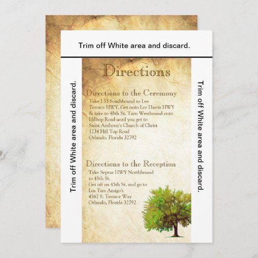 3.5x6 Routebeschrijving Kaart Spring Tree Aged Pap (Voorkant / Achterkant)