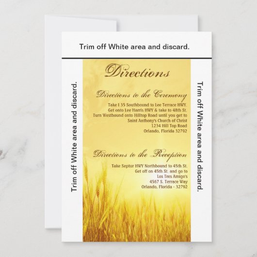 3.5x6 Routebeschrijving Kaart Sunrise Tarwe Countr (Voorkant)