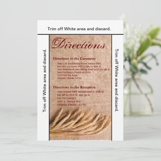 3.5x6 Routebeschrijving Kaart Tarwe op Burlap Sack (Staand voorkant)