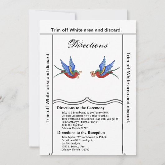 3.5x6 Routebeschrijving Kaart Traditionele Vogel T (Voorkant)