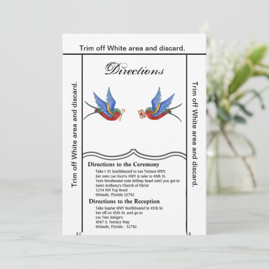 3.5x6 Routebeschrijving Kaart Traditionele Vogel T (Staand voorkant)