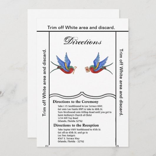 3.5x6 Routebeschrijving Kaart Traditionele Vogel T (Voorkant / Achterkant)