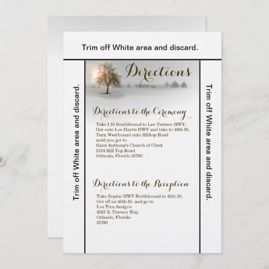 3.5x6 Routebeschrijving Kaart Winter Sunset Tree S (Voorkant / Achterkant)