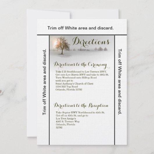 3.5x6 Routebeschrijving Kaart Winter Sunset Tree S (Voorkant)