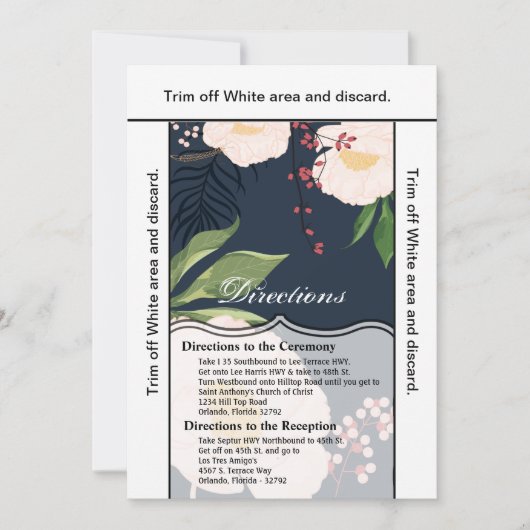 3.5x6 Routebeschrijving Kaart Wit Bloemen op Donke (Voorkant)