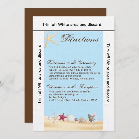 3.5x6 Routebeschrijving Kaart Zeeschelpen Strand Z (Voorkant / Achterkant)