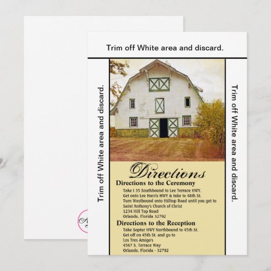 3.5x6 Routebeschrijving Kaart Zonsondergang Schuur (Voorkant / Achterkant)