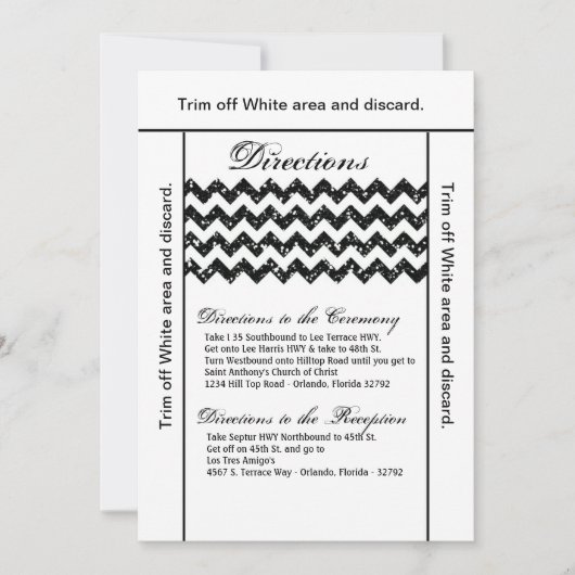 3.5x6 Routebeschrijving Kaart Zwart Glitter Chevro (Voorkant)