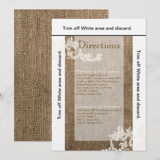 3.5x6 Routekaart Burlap Lace Land Western Kaart (Voorkant / Achterkant)