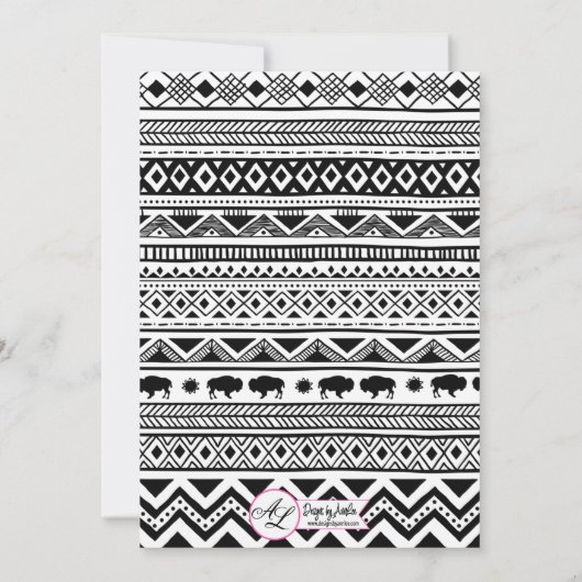 3.5x7 Ontvangstkaart Boho Buffalo Tribal Patroon B Kaart (Achterkant)