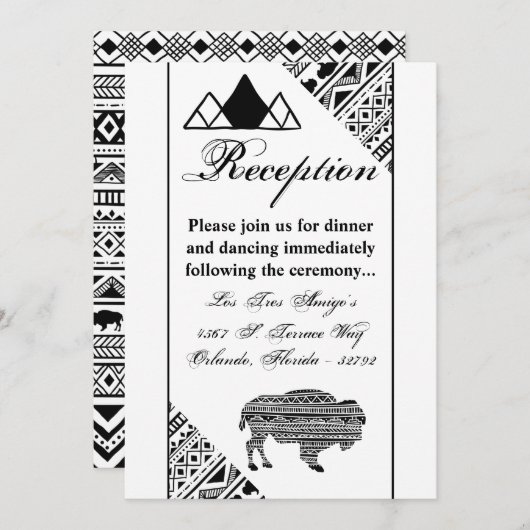 3.5x7 Ontvangstkaart Boho Buffalo Tribal Patroon B Kaart (Voorkant / Achterkant)