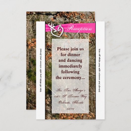 3.5x7 Ontvangstkaart Hertenstel Hind Doe Camo Informatiekaartje (Voorkant / Achterkant)