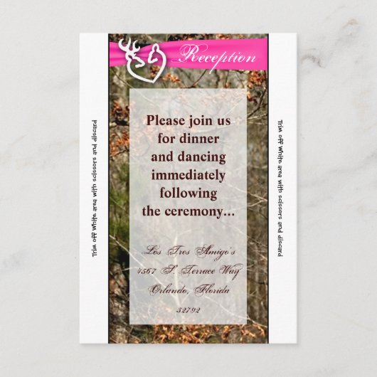 3.5x7 Ontvangstkaart Hertenstel Hinde Hert Camo Informatiekaartje (Voorkant)