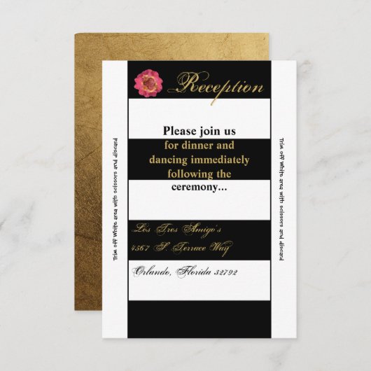 3.5x7 Ontvangstkaart Modern Streep Zwart Wit Con Kaart (Voorkant / Achterkant)