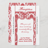 3.5x7 Ontvangstkaart Rood Witte Damast Kaart (Voorkant / Achterkant)