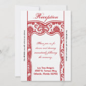 3.5x7 Ontvangstkaart Rood Witte Damast Kaart (Voorkant)