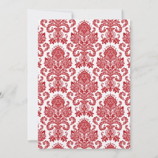 3.5x7 Ontvangstkaart Rood Witte Damast Kaart (Achterkant)