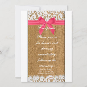 3.5x7 Ontvangstkaart Roze Jute Kant Kaart