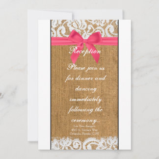 3.5x7 Ontvangstkaart Roze Jute Kant Kaart