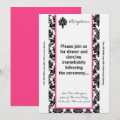 3.5x7 Ontvangstkaart Zwart Roze Damast Kaart (Voorkant / Achterkant)