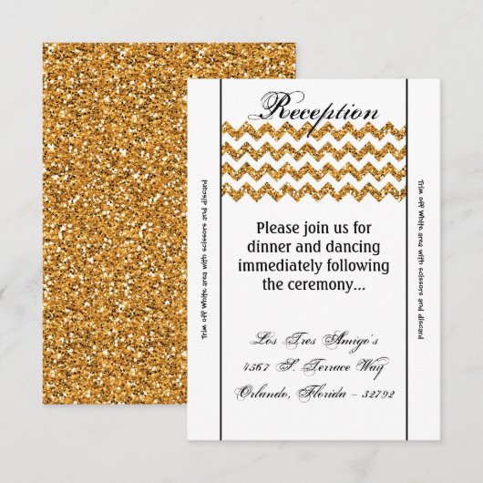 3.5x7 Ontvartingskaart Gouden Glitter Chevron Stre Informatiekaartje (Voorkant / Achterkant)