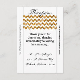 3.5x7 Ontvartkaart Gouden Glitter Chevron Streep Informatiekaartje