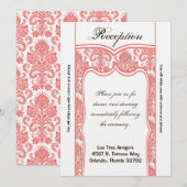 3.5x7 Ontvartkaart Koraalwit Damast Kaart (Voorkant / Achterkant)