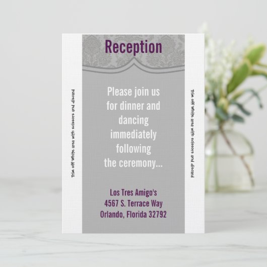 3.5x7 Ontvartkaart Modern Grijs Damast Kaart (Staand voorkant)