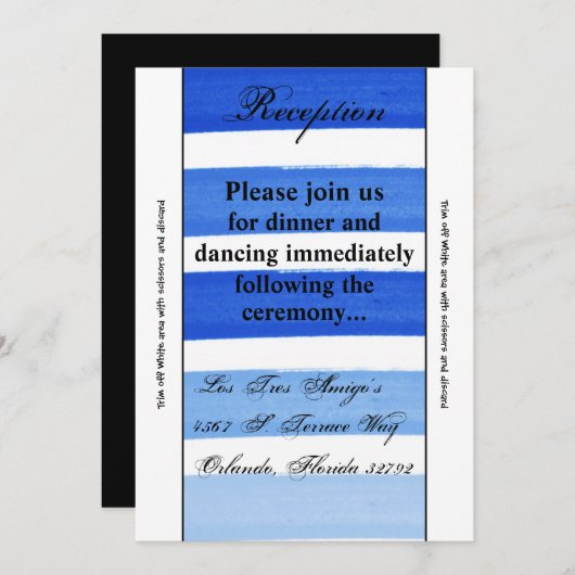 3.5x7 Opvang Kaart Ombre Stripe Blue Line Fade (Voorkant / Achterkant)