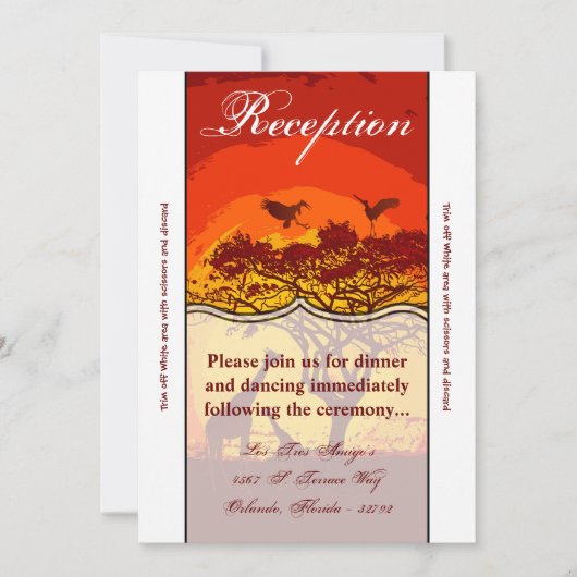 3.5x7 Receptie Kaart African Safari Giraffe Sun (Voorkant)