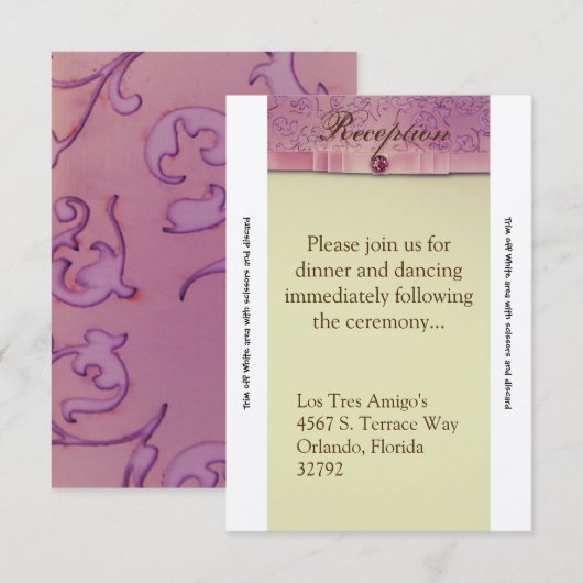 3.5x7 Receptie Kaart Amethist Jewel reliëfpapier (Voorkant / Achterkant)