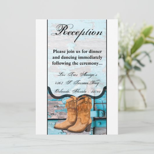 3.5x7 Receptie Kaart Blauw Hout Schuur Deurlaarzen (Staand voorkant)
