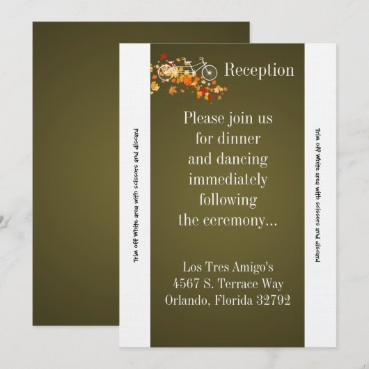 3.5x7 Receptie Kaart Bruin Dubbele Fiets (Voorkant / Achterkant)