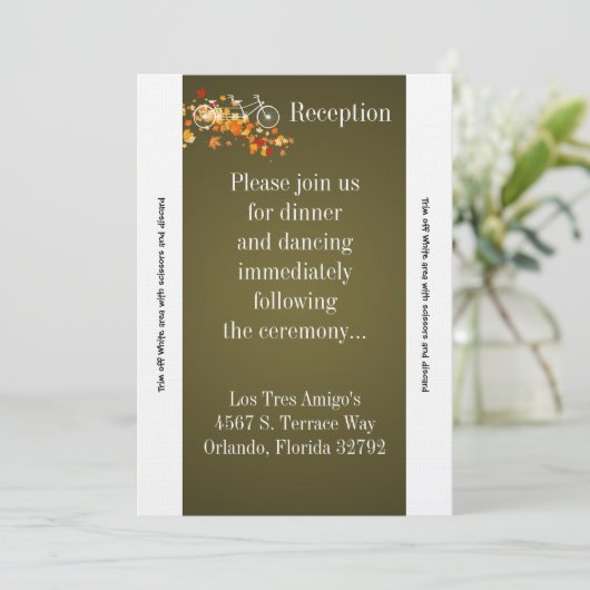 3.5x7 Receptie Kaart Bruin Dubbele Fiets (Staand voorkant)