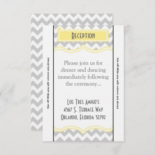 3.5x7 Receptie Kaart Chevron Stripe Geel Geel (Voorkant / Achterkant)
