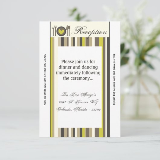 3.5x7 Receptie Kaart China Bord Silverware Plaats (Staand voorkant)