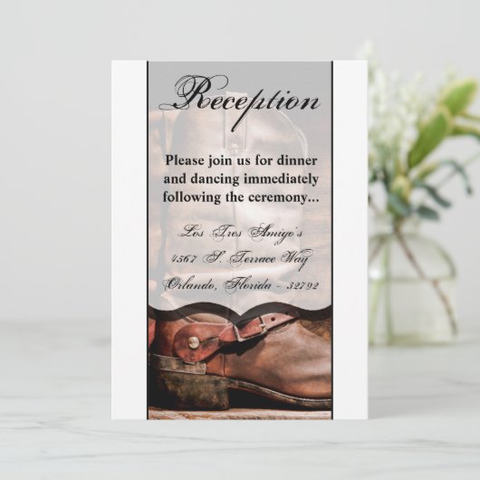 3.5x7 Receptie Kaart Cowboy Laarzen Schuur Hout Ru (Staand voorkant)