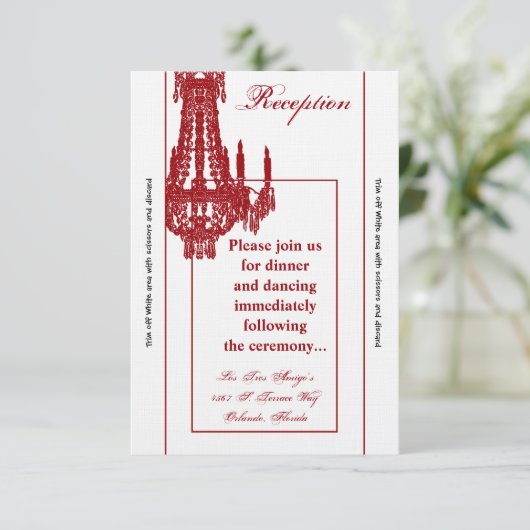 3.5x7 Receptie-Kaart Crystal Chandelier Glitz Glam Kaart (Staand voorkant)