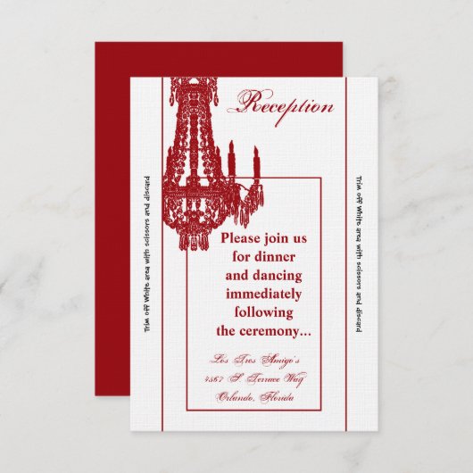 3.5x7 Receptie-Kaart Crystal Chandelier Glitz Glam Kaart (Voorkant / Achterkant)