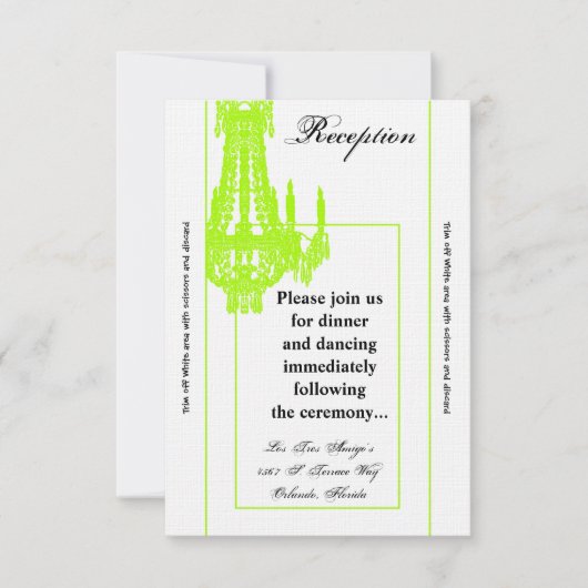 3.5x7 Receptie-Kaart Crystal Chandelier Glitz Glam Kaart (Voorkant)