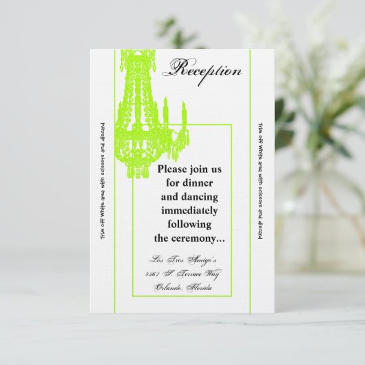 3.5x7 Receptie-Kaart Crystal Chandelier Glitz Glam Kaart (Staand voorkant)