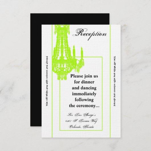 3.5x7 Receptie-Kaart Crystal Chandelier Glitz Glam Kaart (Voorkant / Achterkant)