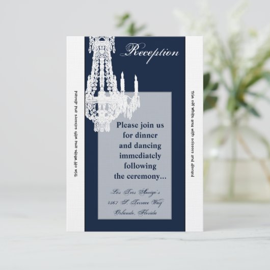 3.5x7 Receptie-Kaart Crystal Chandelier Glitz Glam Kaart (Staand voorkant)