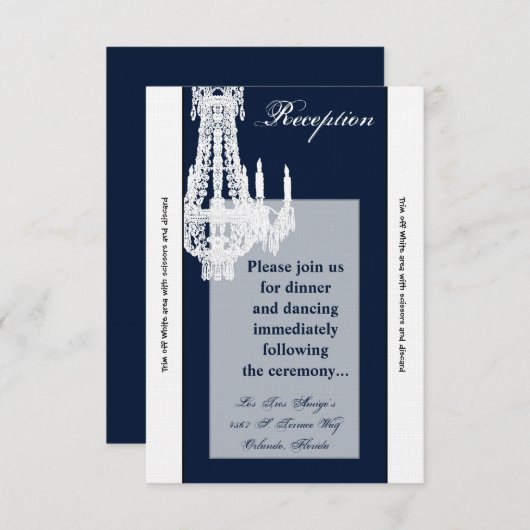3.5x7 Receptie-Kaart Crystal Chandelier Glitz Glam Kaart (Voorkant / Achterkant)